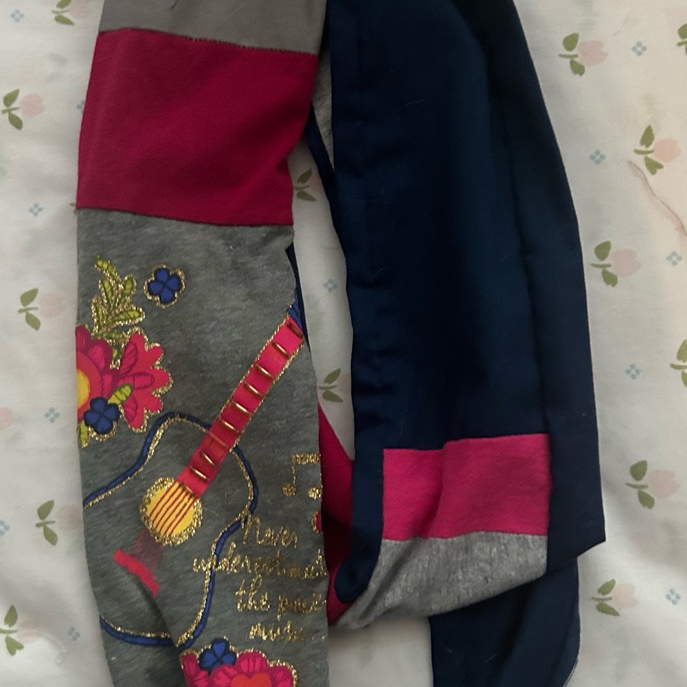 Infinity scarf guitar theme upcycled tee